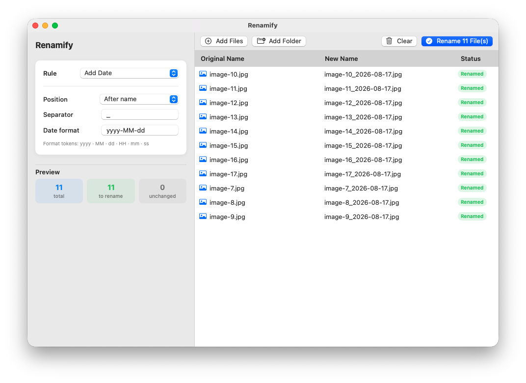 Renamify macOS app screenshot